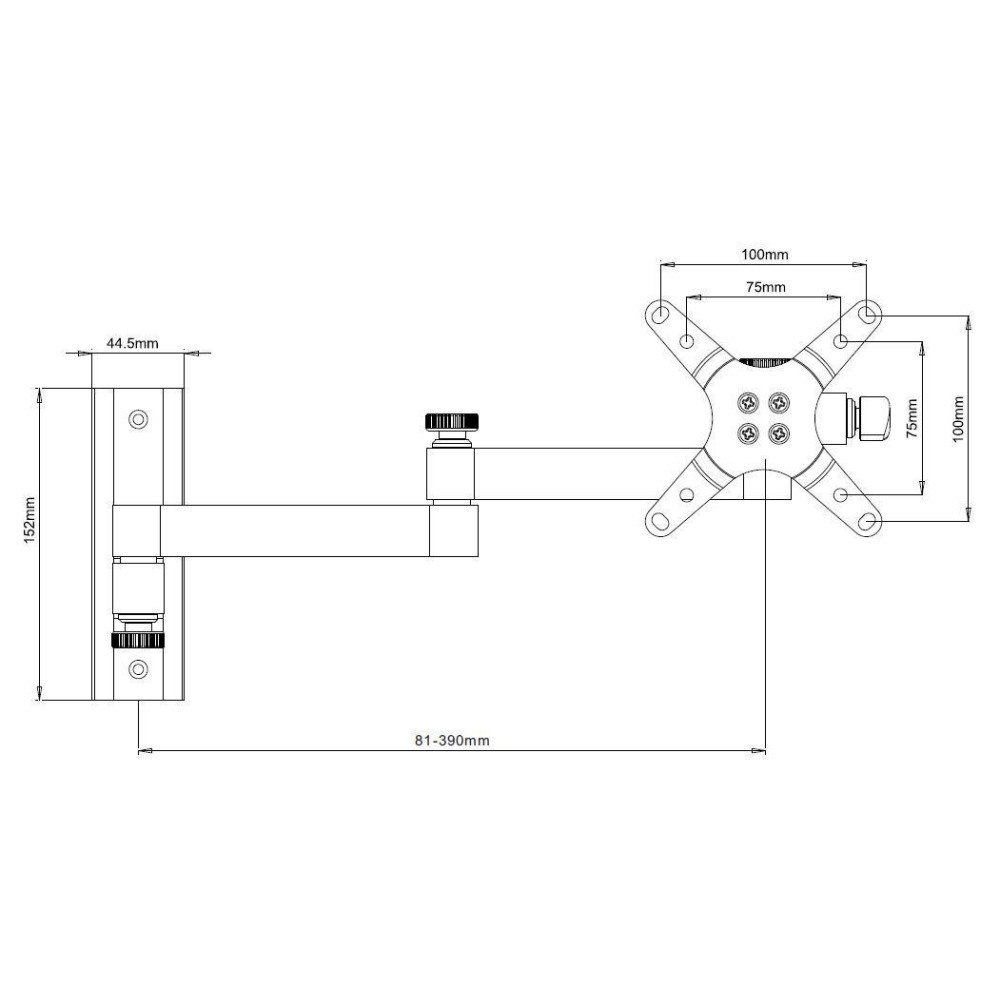 Ѕиден држач за монитор Текли, 13\"-30\", VESA 100x100, црн