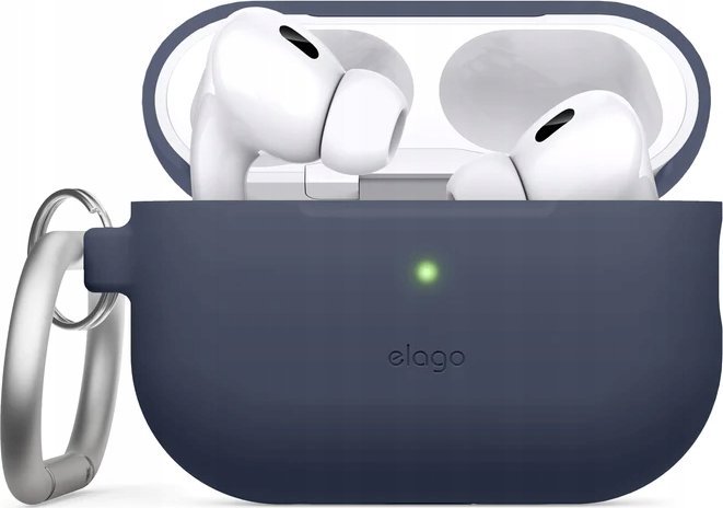 Kuti mbrojtëse elago AirPods Pro 2, silikon, me karabinë, e zezë