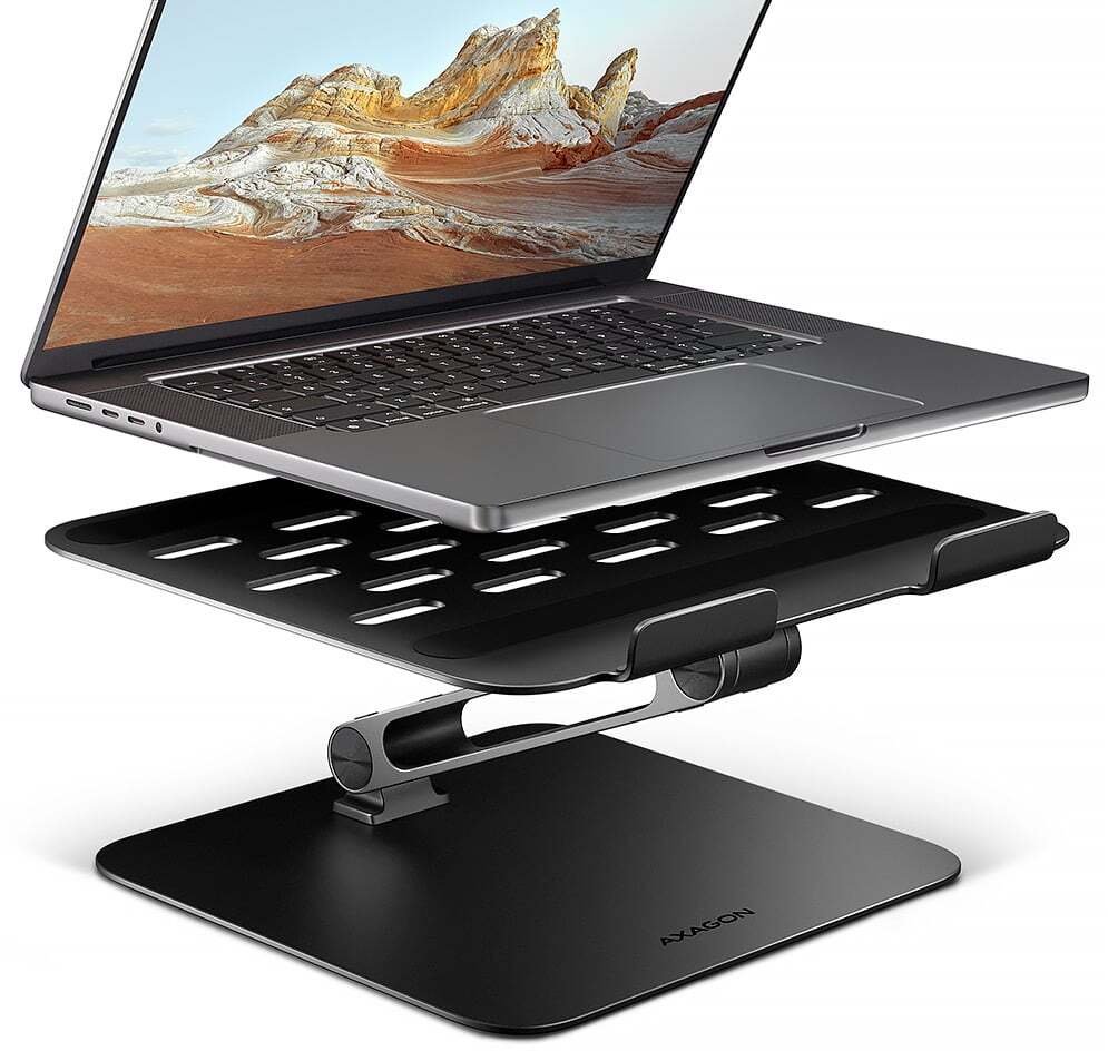Stendë për laptop dhe tabletë Axagon STND-LQB, metal alumini, deri 17.3", e zezë