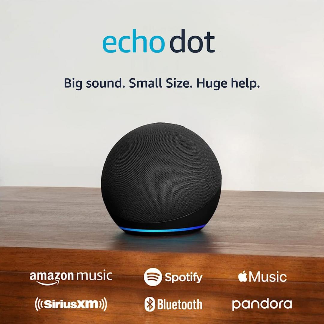 Altoparlant smart Amazon Echo Dot 5th Gen, me Alexa, kompakt, ngjyrë qymyr