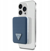 Karikues portativ Guess PU Grained Triangle Logo MagSafe, 5000mAh, blu