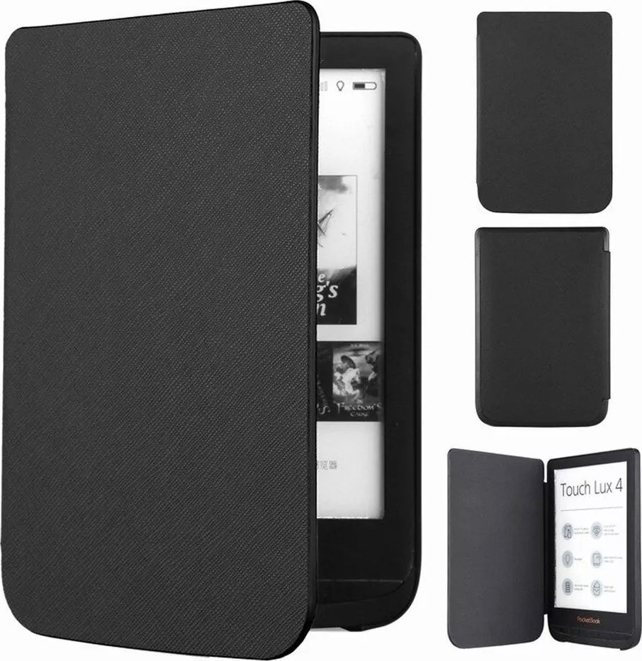Kapak smart Strado për PocketBook Touch Lux 4/5 627/616/628, funksion wake sleep, i zi