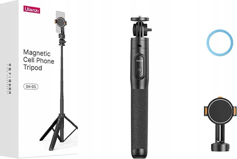 Selfie stick tripod Ulanzi SK-05, 1.6m, telekomandë Bluetooth, rrotullim 360°, i zi