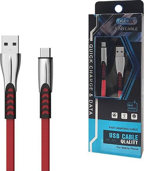 Kabllo USB Type C BW02, 1m, 2.4A Quick Charge 3.0, e kuqe