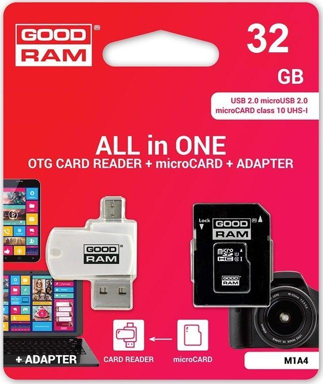 Kartë MicroSDHC GoodRam All-in-One, 32GB, Klasa 10 UHS-I/U1 (M1A4-0320R12)
