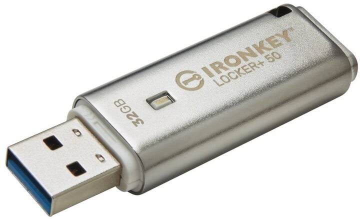 USB Kingston IronKey Locker+ 50 - 32GB, i argjendtë