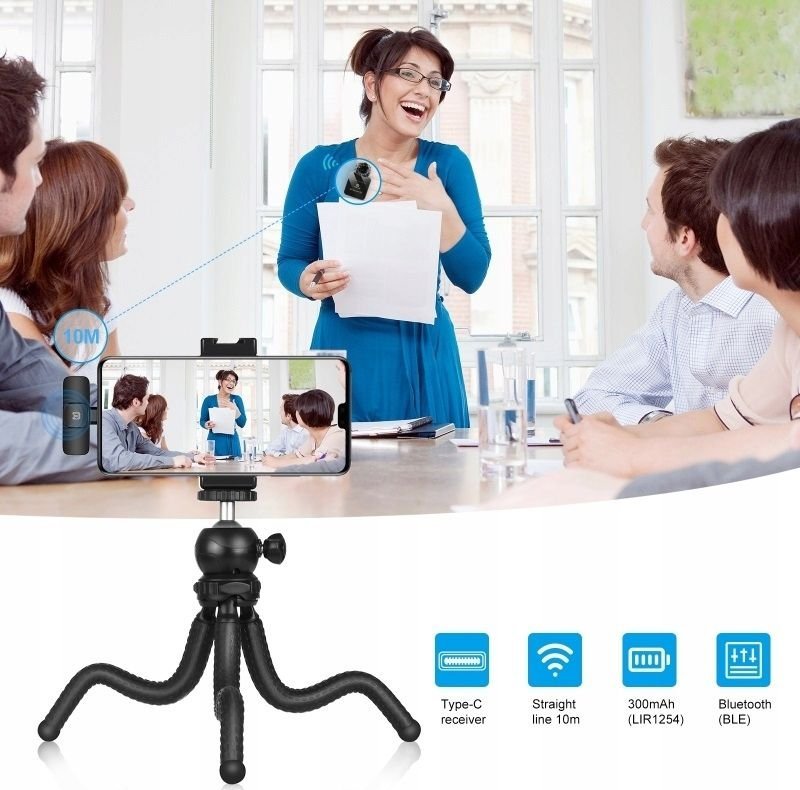 Mikrofon wireless Puluz Pu648B, 2x lavalier, USB Type C, i zi