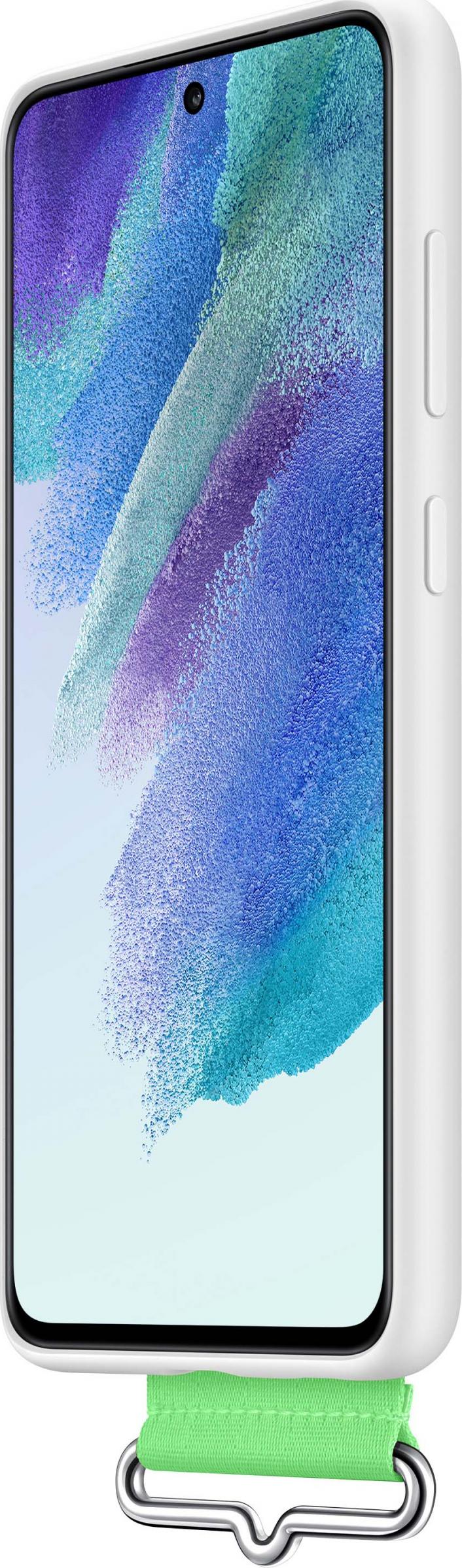 Силиконска маска Samsung за Galaxy S21 FE, со ремен, бела