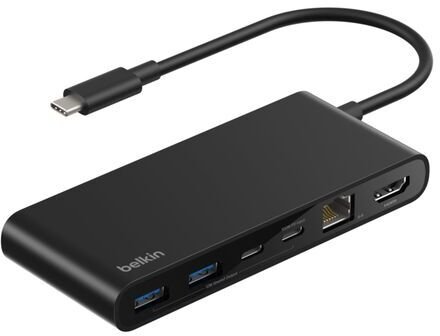 USB C хаб Белкин Конект 8 порти, 4K 60Hz, 100W PD, црн