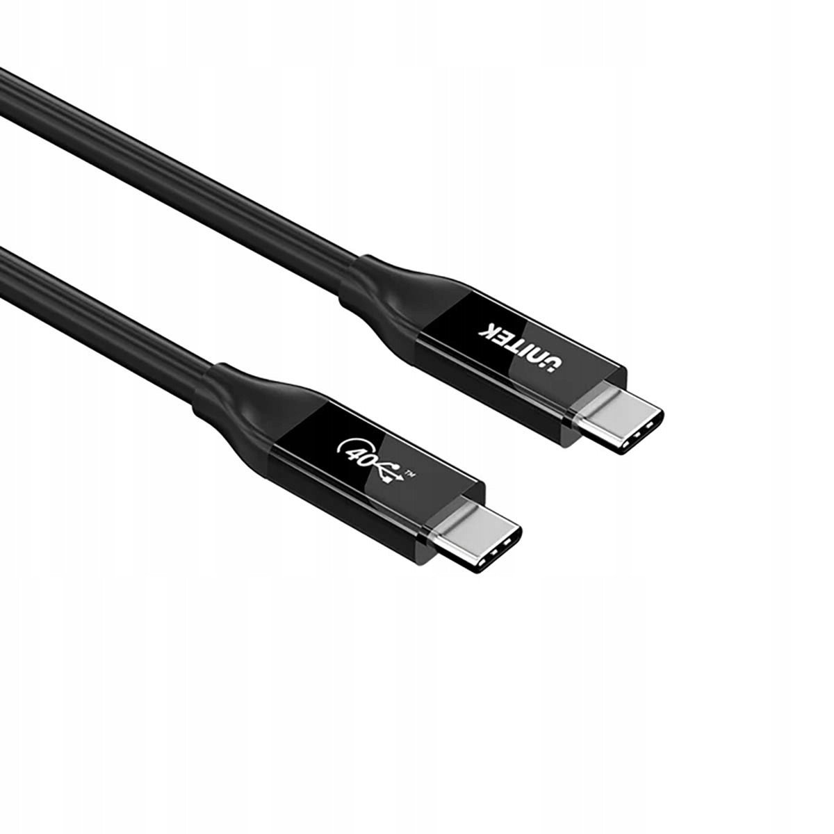 Kabllo USB C Unitek USB 4.0, 2m, 100W PD, 40 Gbps, e zezë
