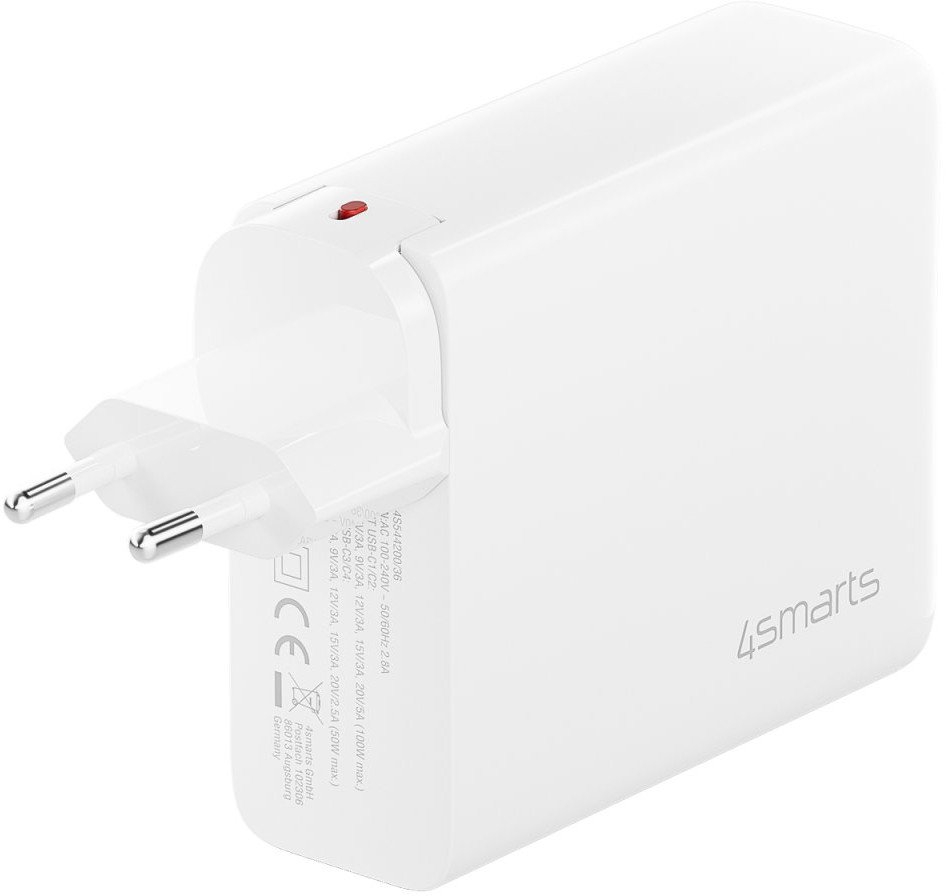 Karikues USB 4smarts GaN Flex Pro 200W, 4x USB C, Travel Edition, i bardhë