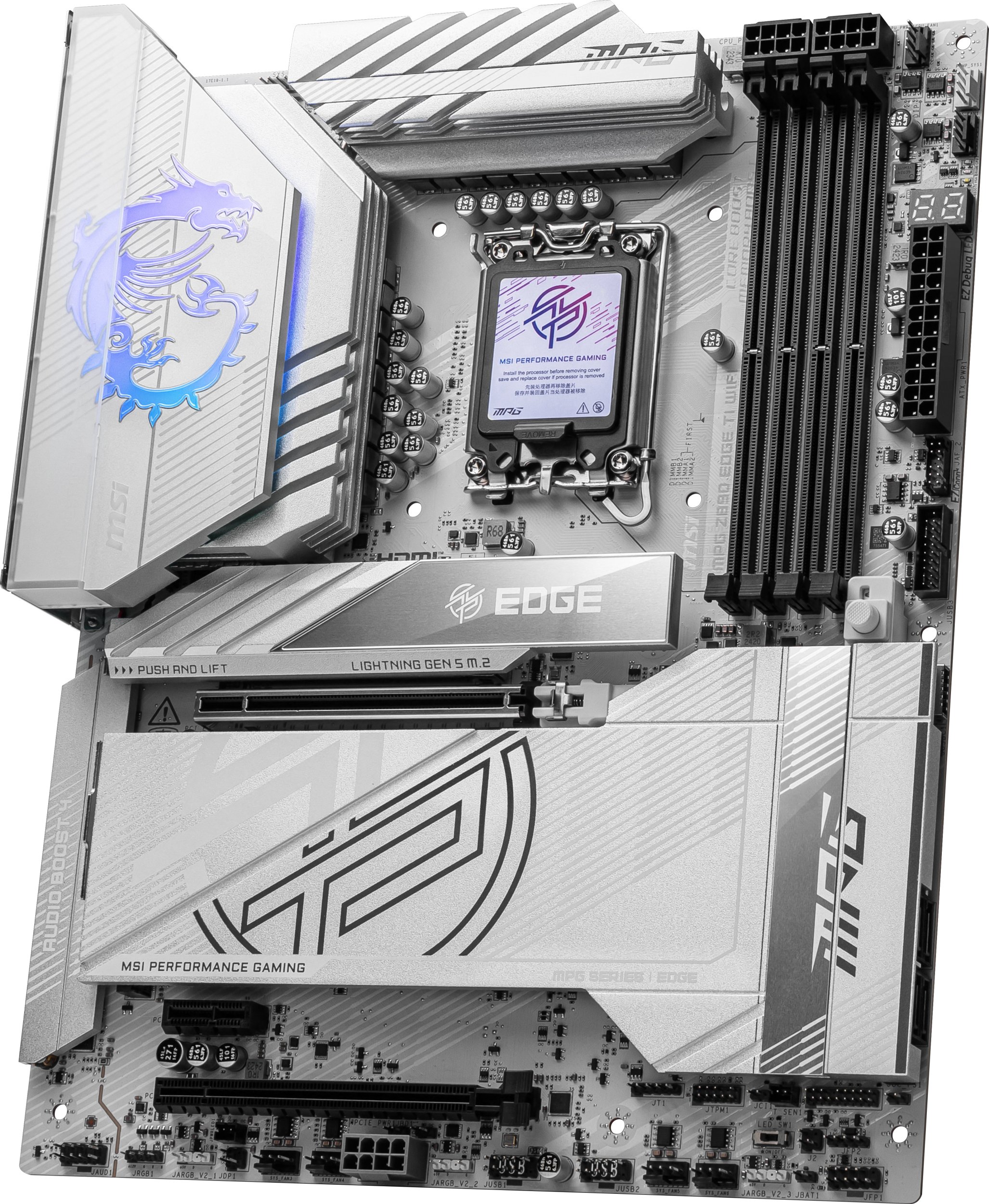 Pllakë amë MSI MPG Z890 EDGE TI WIFI, Intel Z890, LGA 1851, ATX, argjend e bardhë