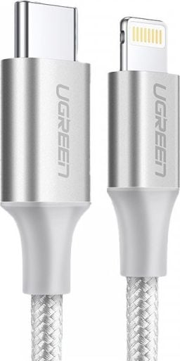 Kabllo USB Ugreen USBA në Lightning, 1m, karikim dhe të dhëna, argjendtë