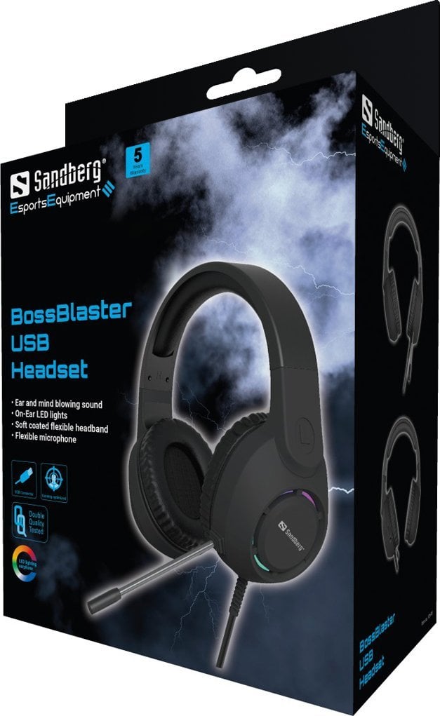 Headset gaming Sandberg BossBlaster, USB, me mikrofon, me LED