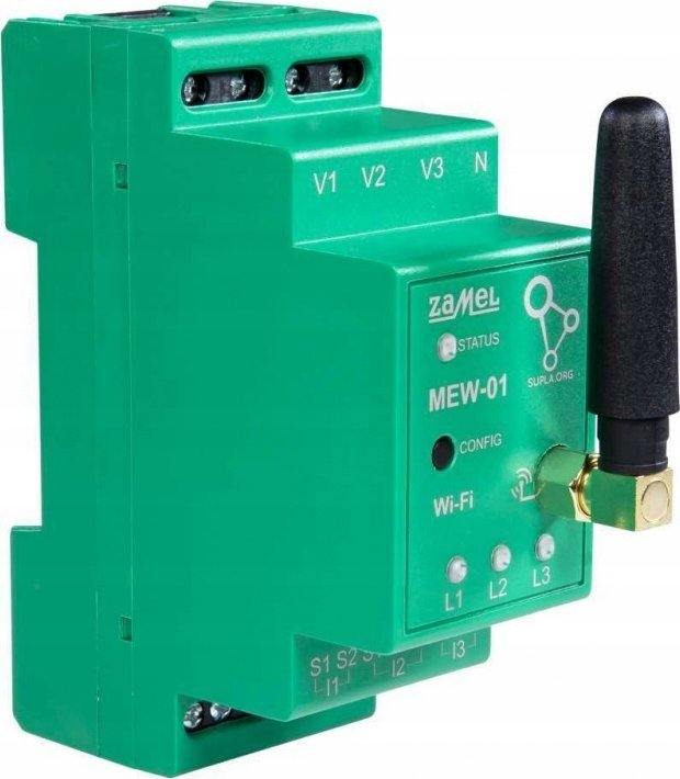 Monitor trefazor energjie Zamel MEW-01 MRP, Wi-Fi, për shinë DIN, i bardhë