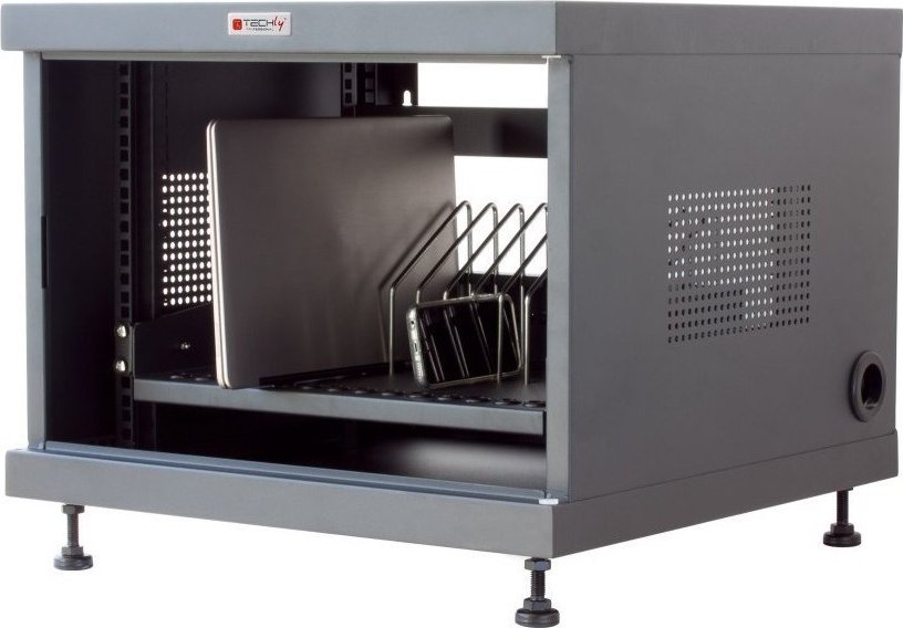 Dollap karikimi Techly Charging Cabinet, 14 laptopë, çelik, gri