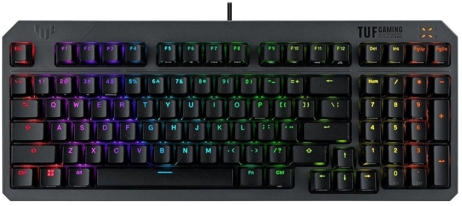 Tastierë gaming ASUS TUF Gaming K3 Gen II, USB, ndriçim RGB, gri e zezë