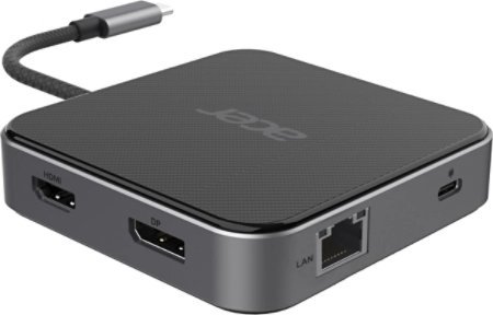 USB Hub Acer 7në1, 8K Multi Display, i zi