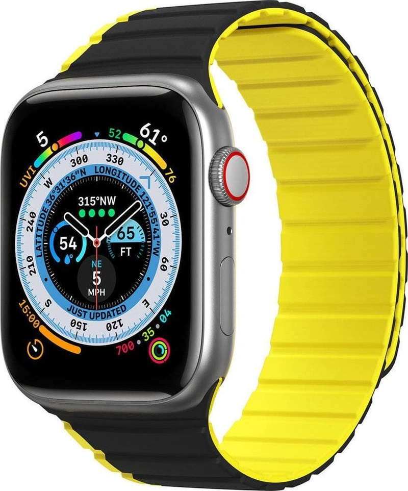 Rrip magnetik DUXDUCIS LD Version për Apple Watch 4 5 6 7 SE 8, 40 41mm, i zi verdhë