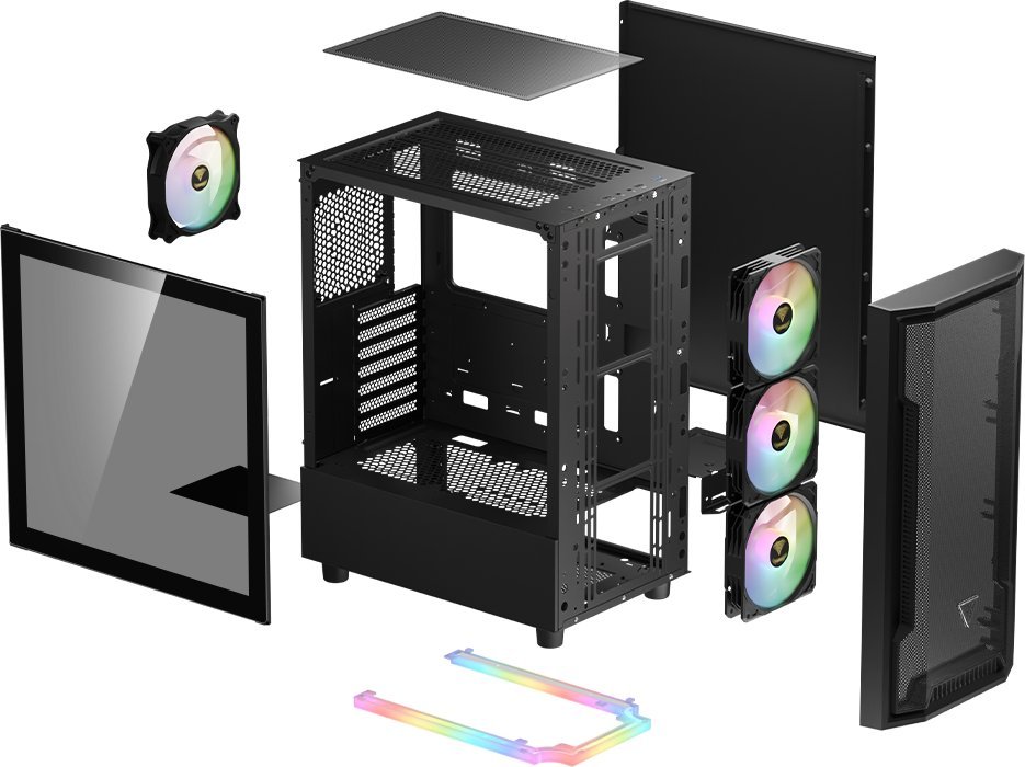 Kasë Gamdias Athena M6 Lite ARGB, e zezë, Midi Tower