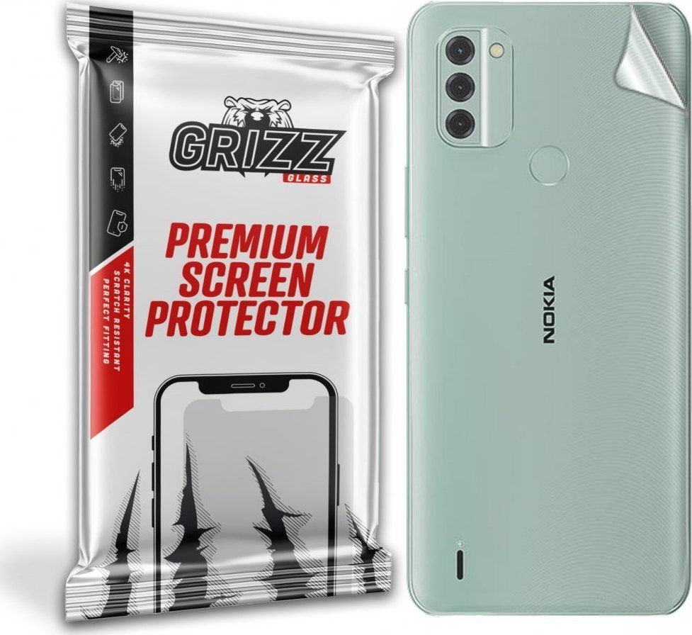Film mbrojtës pasmë GrizzGlass SatinSkin për Nokia C31, transparent