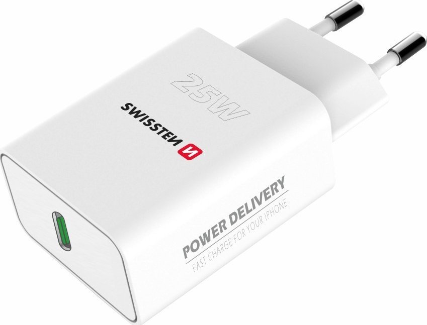 Karikues muri Swissten Power Adapter PD, 25W, USB C, i bardhë