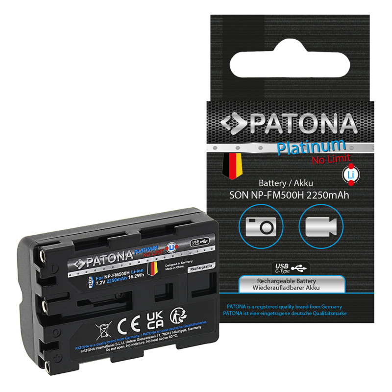 Bateri PATONA Platinum me hyrje USB-C për Sony NP-FM500H
