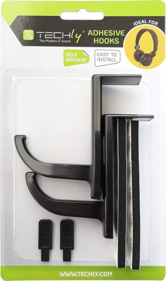 Mbajtëse për kufje Techly, plastike, e zezë