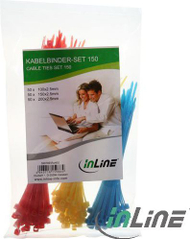 Set kapëse kabllosh InLine Cable Tie 59978E, 150 copë, ngjyra të ndryshme