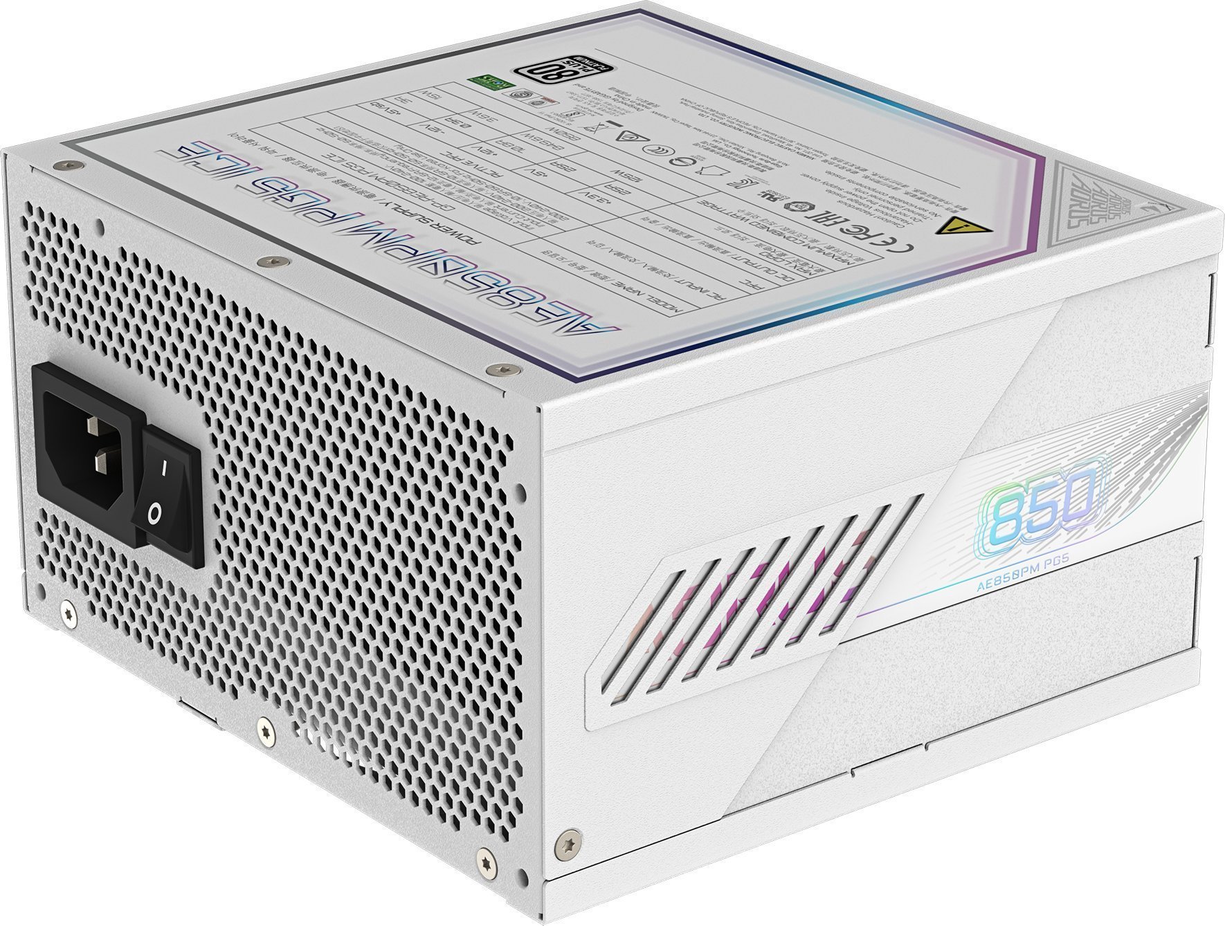 Напојување GIGABYTE AORUS ELITE P850W ICE, 850W, 80 Plus Platinum, модуларно, бело