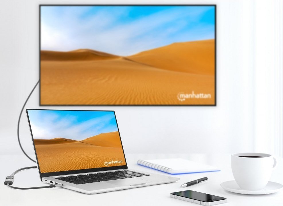 Adapter USB Manhattan USB-C 3.2 në HDMI, 4K 60Hz, gri