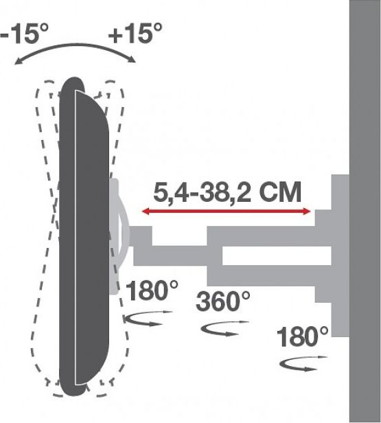 Mbajtëse murale për TV Techly ICA-LCD-2923B, 19"-37", e zezë