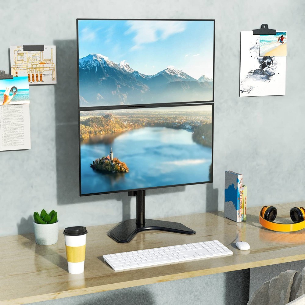 Mbajtëse tavoline për monitorë Techly ICA-LCD 2520V, për 2 monitorë 13"-27", VESA 75x75 100x100, e zezë