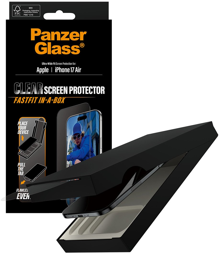 Mbrojtëse ekrani PanzerGlass për iPhone Air, Ultra Wide Fit, FASTFIT in a Box, transparente
