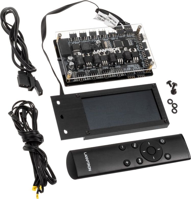 Kontrollues ventilatorësh dhe RGB Lamptron RW460, ekran LCD, telekomandë, i zi