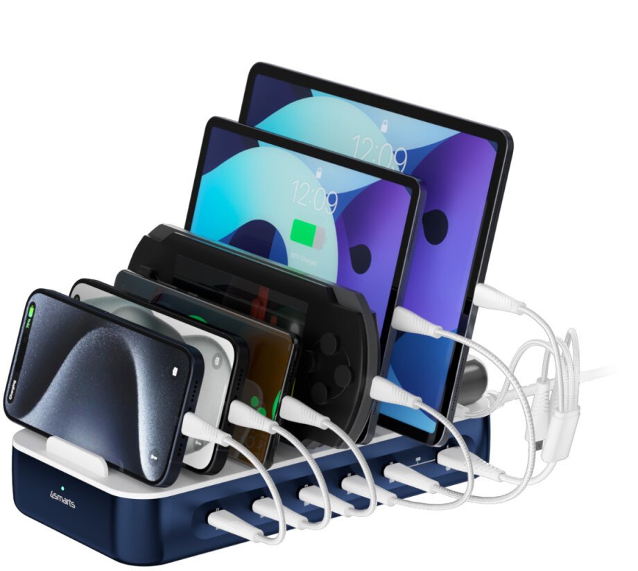 Stacion karikimi 4smarts Team 100W, 5x USB C, 1x USB A, navy