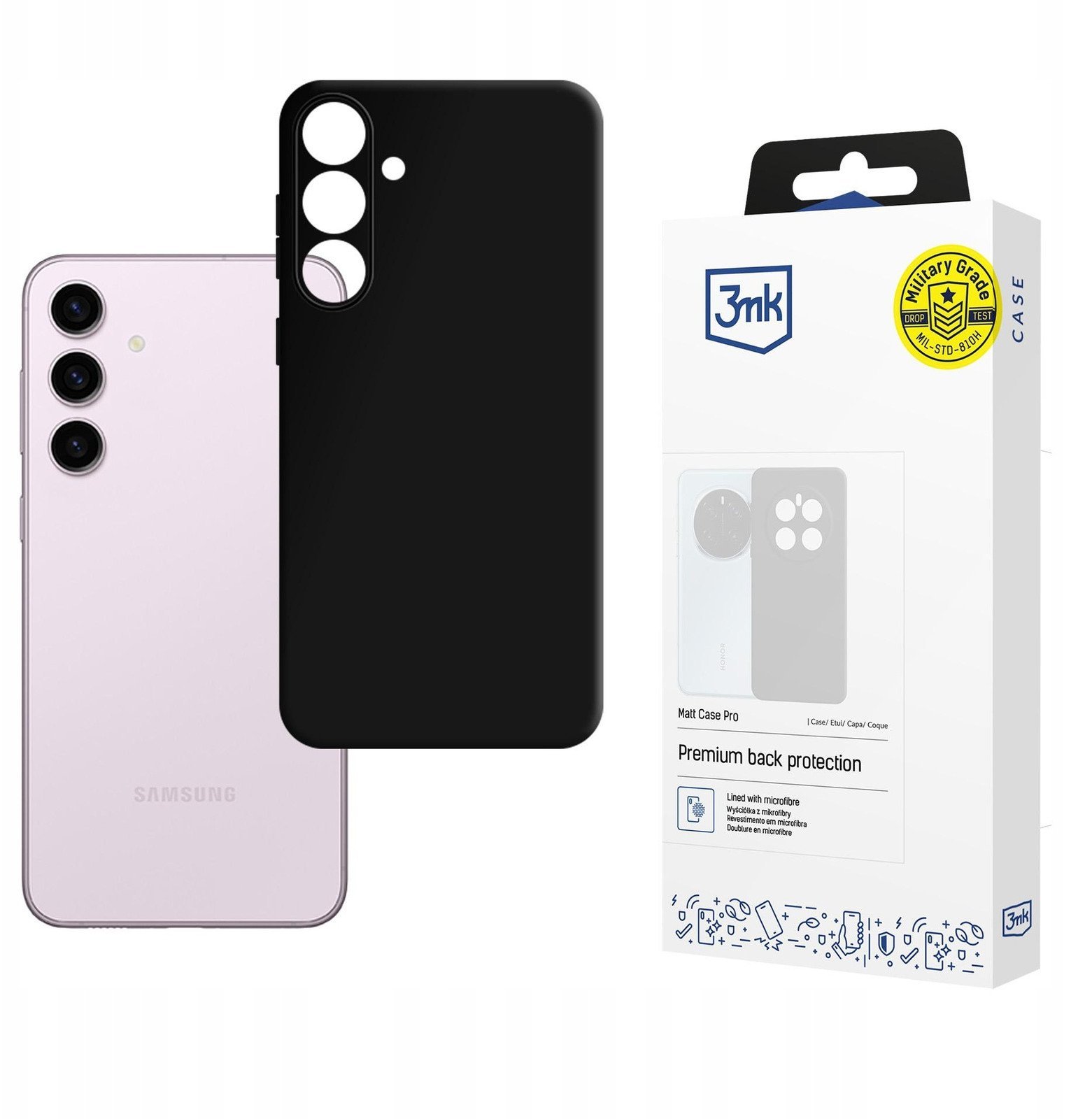 Футрола за телефон 3MK Matt Case Pro за Samsung Galaxy S24, TPU 1.8mm, воена сертификација, црна мат