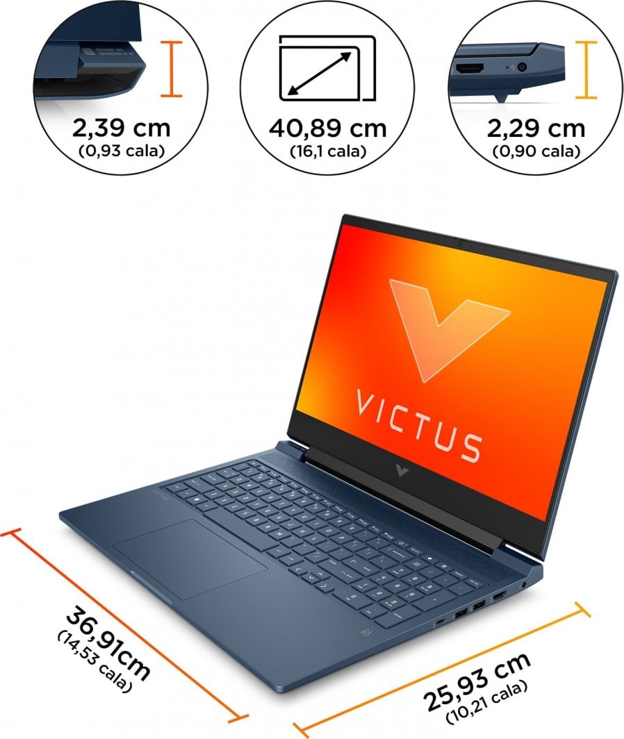 Laptop HP Victus 16, 16" 144 Hz, AMD Ryzen 7 7840HS, 16 GB RAM, 512 GB SSD, Nvidia GeForce RTX 4050, i zi