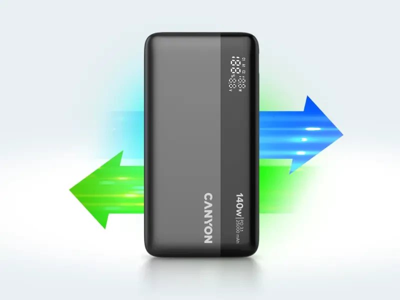 Powerbank Canyon OnPower 240 CNS-CPB240, 25000mAh, 140W, gri