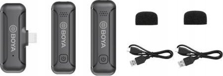 Mikrofon wireless BOYA BY-WM3T2-D2, 2.4 GHz, për smartphone, i zi