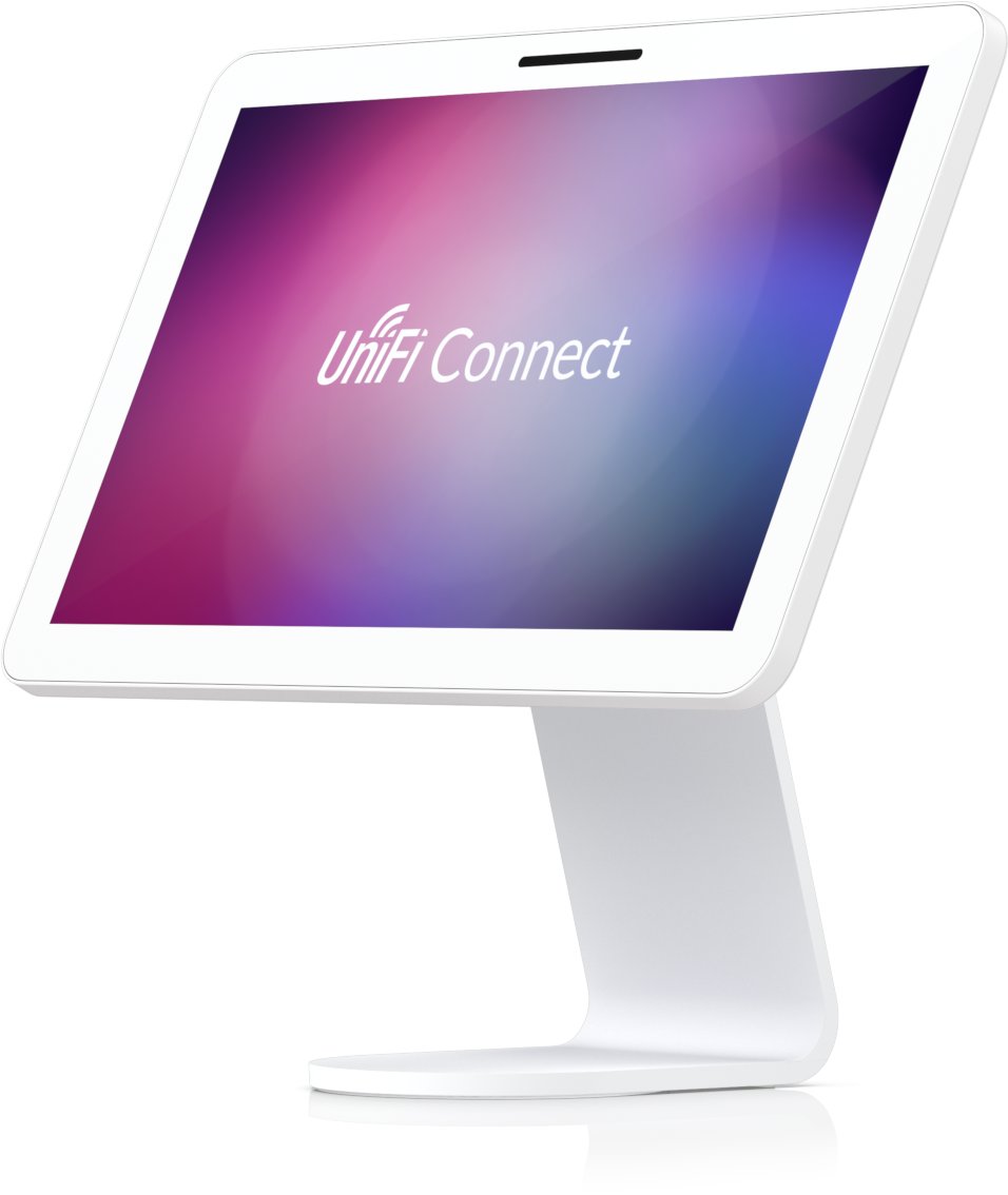 Qëndrim tavoline Ubiquiti UniFi Connect, për monitor 21.5", rrotullim 360°, i bardhë