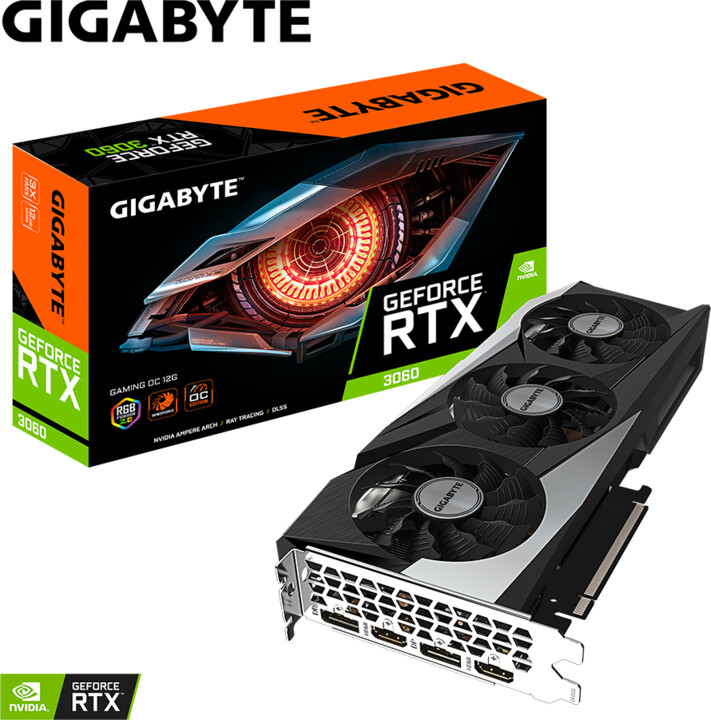 Kartelë grafike GIGABYTE GeForce RTX 3060 GAMING OC 12G (rev.2.0), LHR, 12GB GDDR6