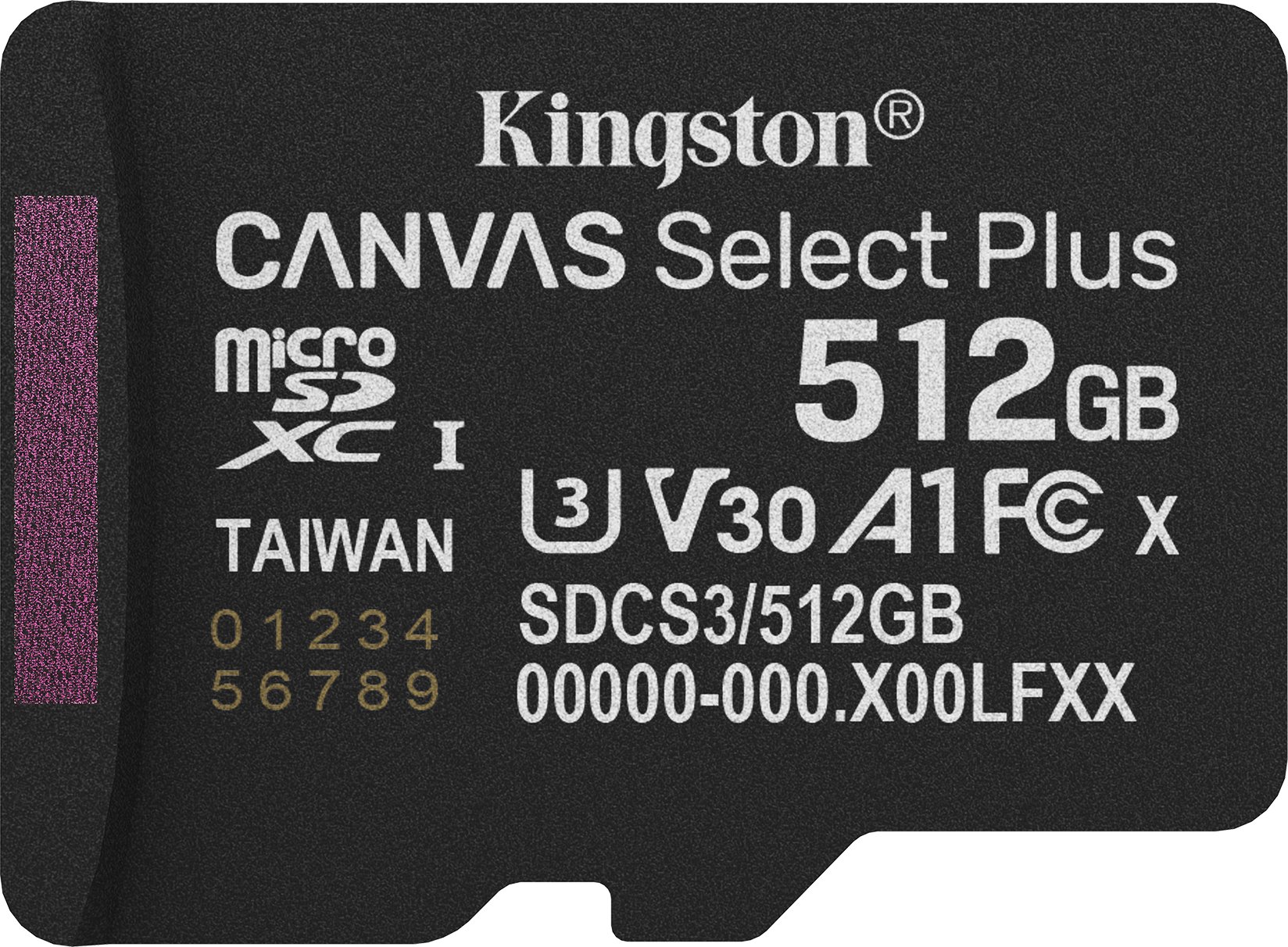 Kartë memorie Kingston Canvas Select Plus Gen3, 512GB, MicroSDXC A1 150MB/s, me adapter