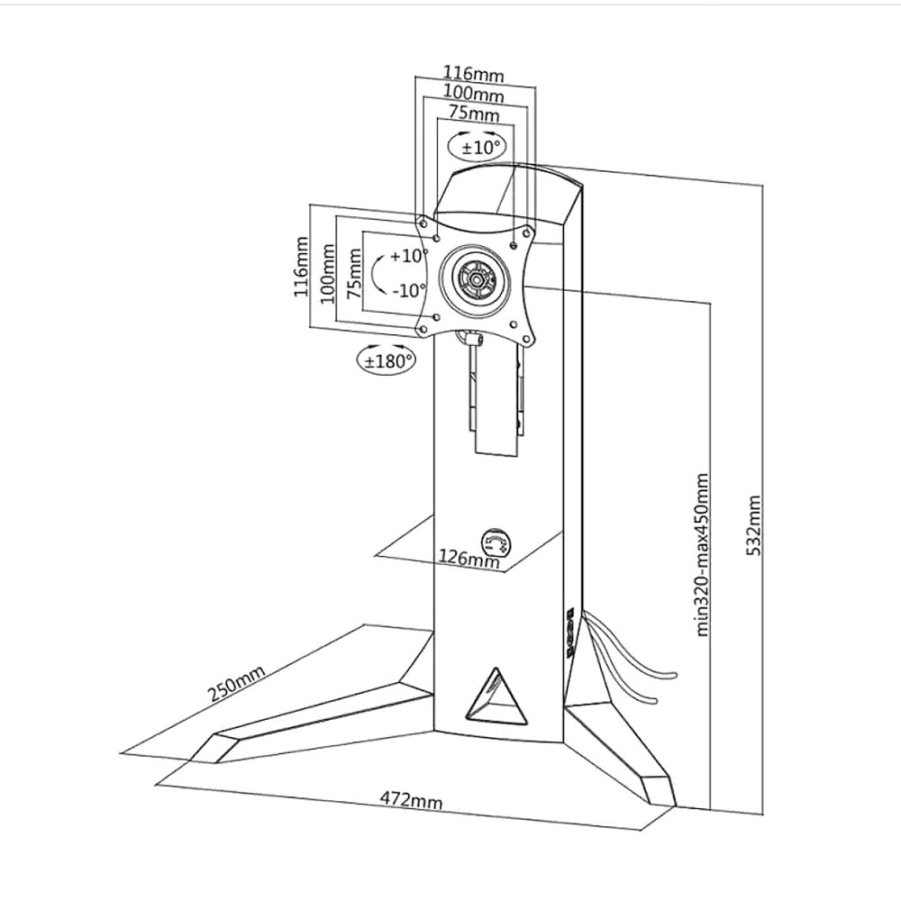 Mbajtëse monitori Maclean NanoRS RS110, 17-32", 8 kg, e zezë