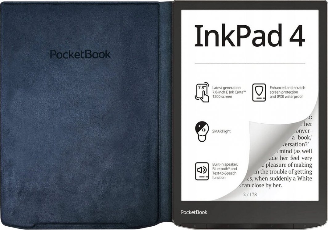 Mbulesë PocketBook Charge Cover PB InkPad 4 7.8", karikim wireless, blu e errët