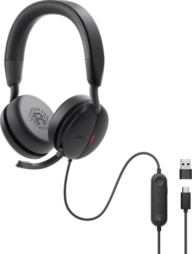 Kufje Dell WH5024 Pro Wired On-Ear (520-BBGQ), USB Type-A, ANC, të zeza