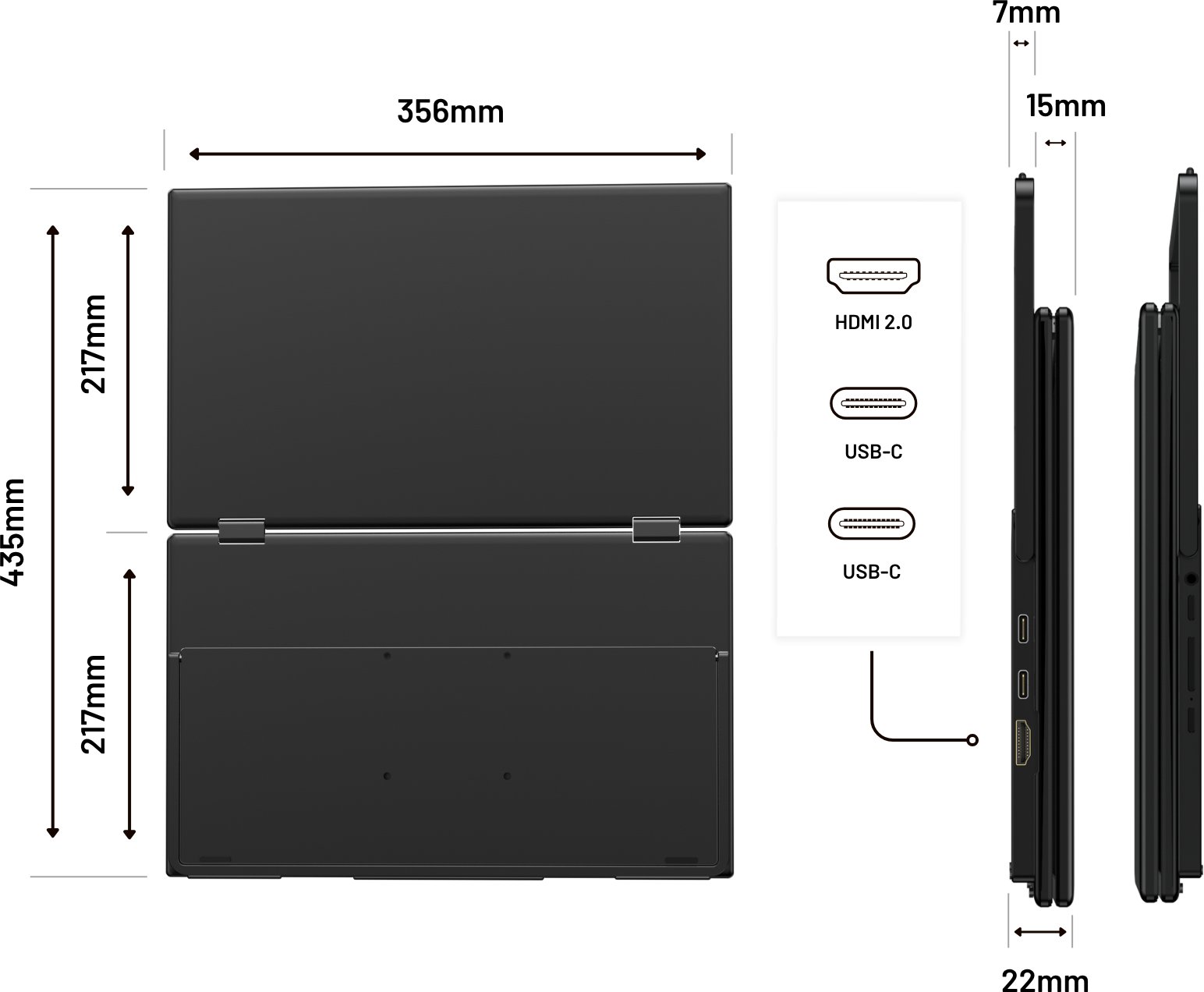 Monitor portativ JapanNext Dual, 15.6", FHD