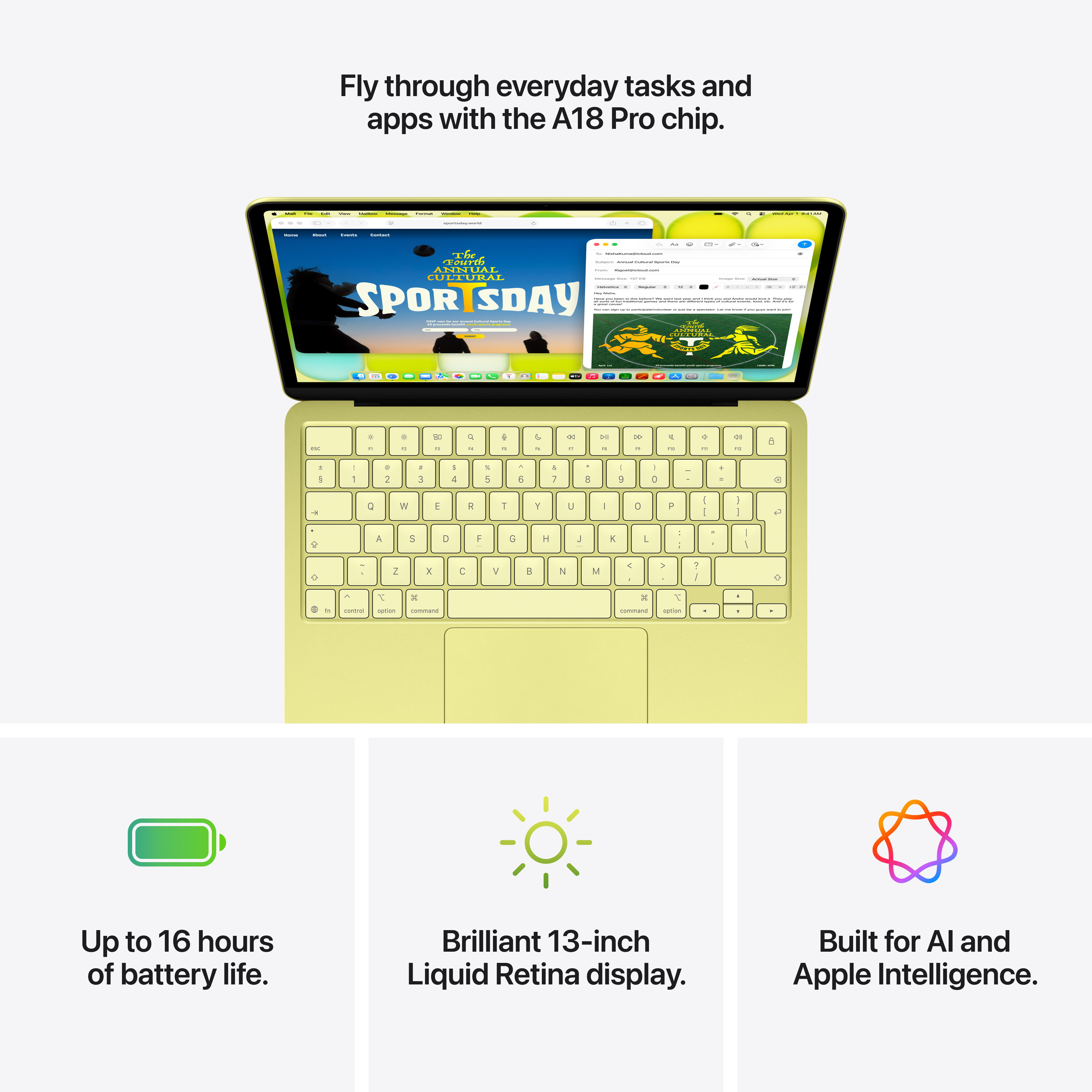 Apple MacBook Neo, 13", A18 Pro 6-core, 8GB, 256GB, 5-core GPU, Citrus