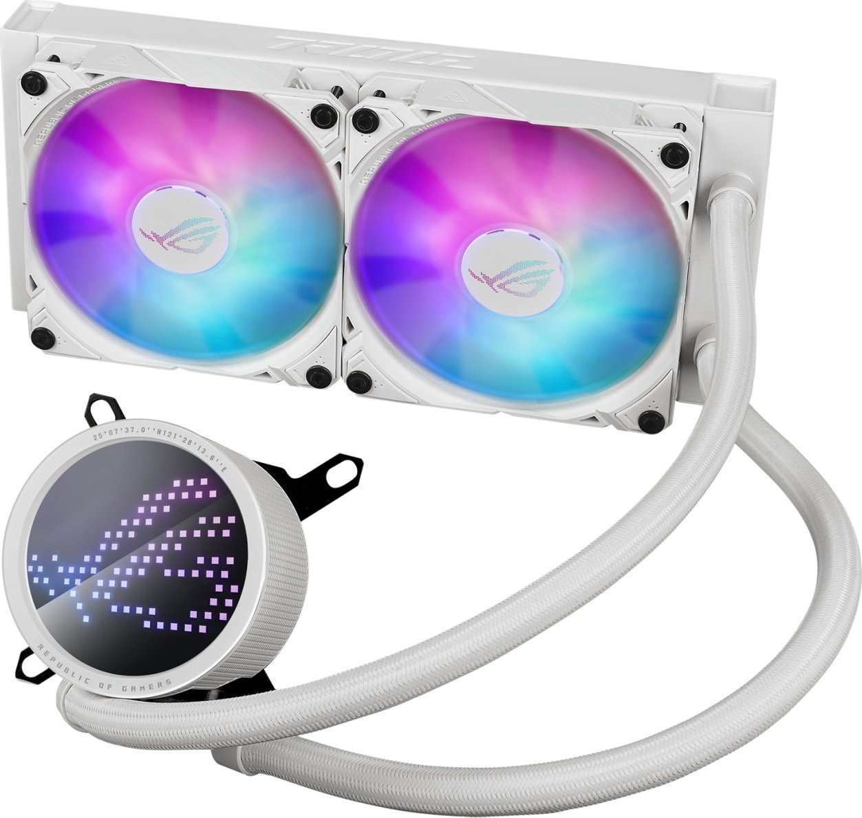 Ftohës uji CPU ASUS ROG RYUO III 240 ARGB White Edition, 240 mm, ekran AniMe Matrix, i bardhë