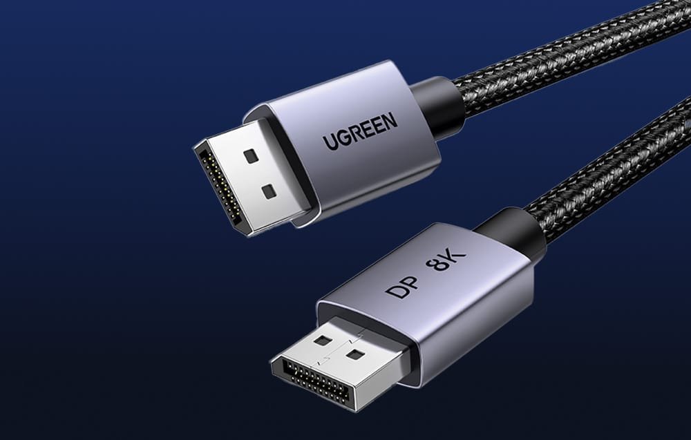 Kabllo Ugreen DP120 DisplayPort 1.4 8K60Hz 32.4Gbps, 2m, e zezë